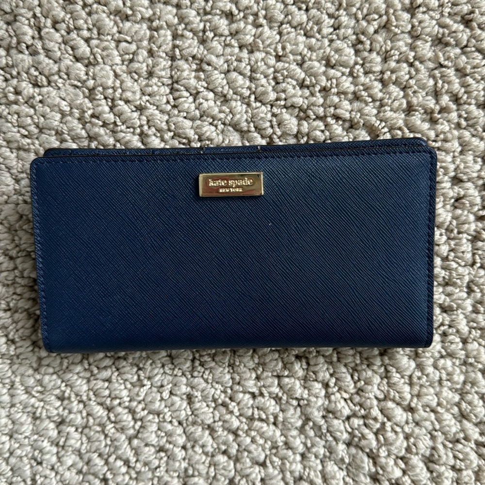 Kate Spade Midnight Blue Wallet with Gold Accent